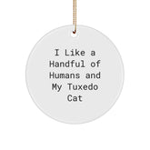 Gifts from Friends for Tuxedo Cat Lovers - I Love My Tuxedo Cat Christmas Ornament, Funny Tuxedo Cat Circle Ornament - Image 1